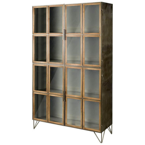 Mercana Pandora Brown Wood and Metal Glass Door Display Cabinet