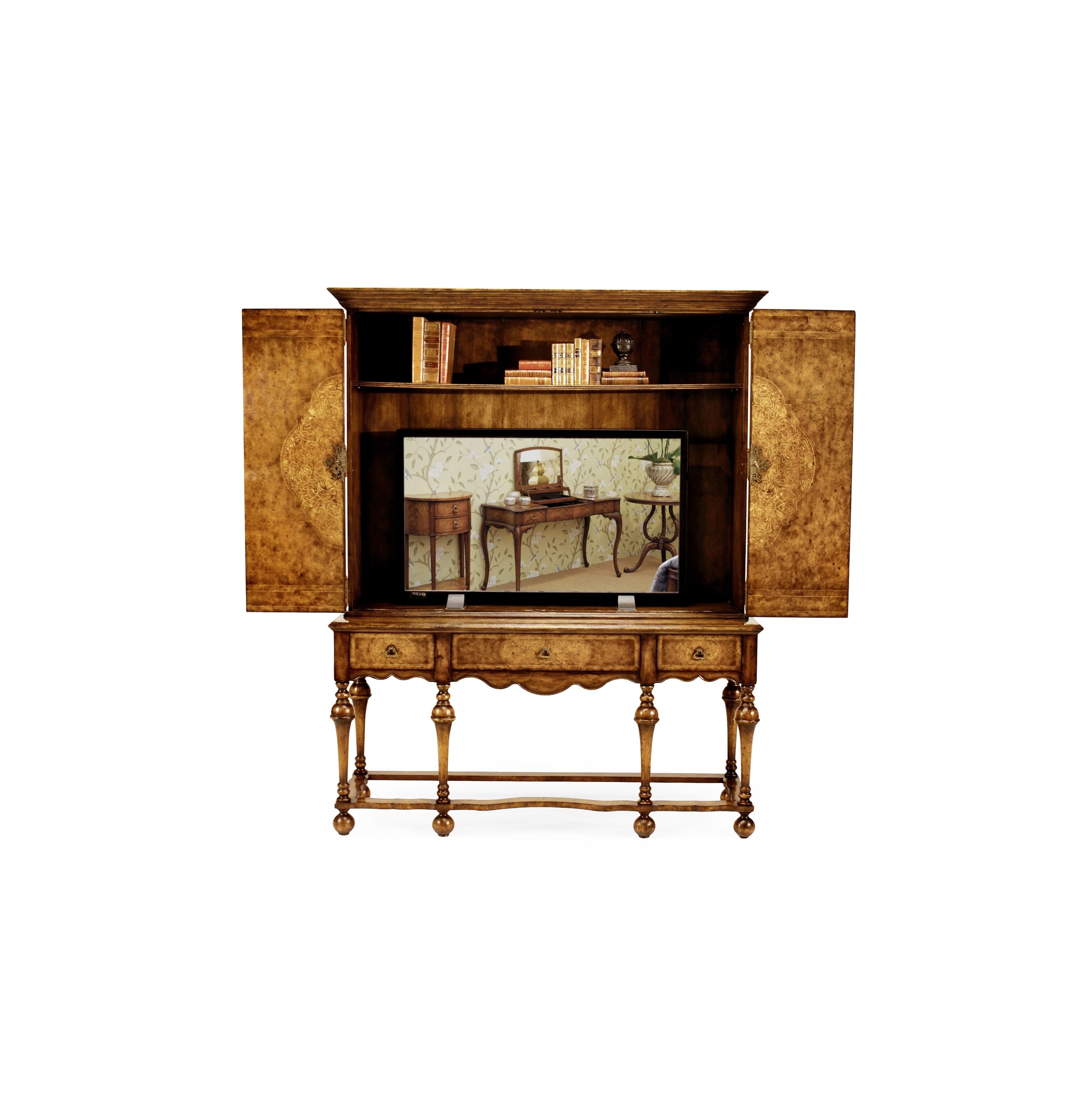 Jonathan Charles Burl Walnut & Seaweed TV Cabinet ( 493149-BWM )