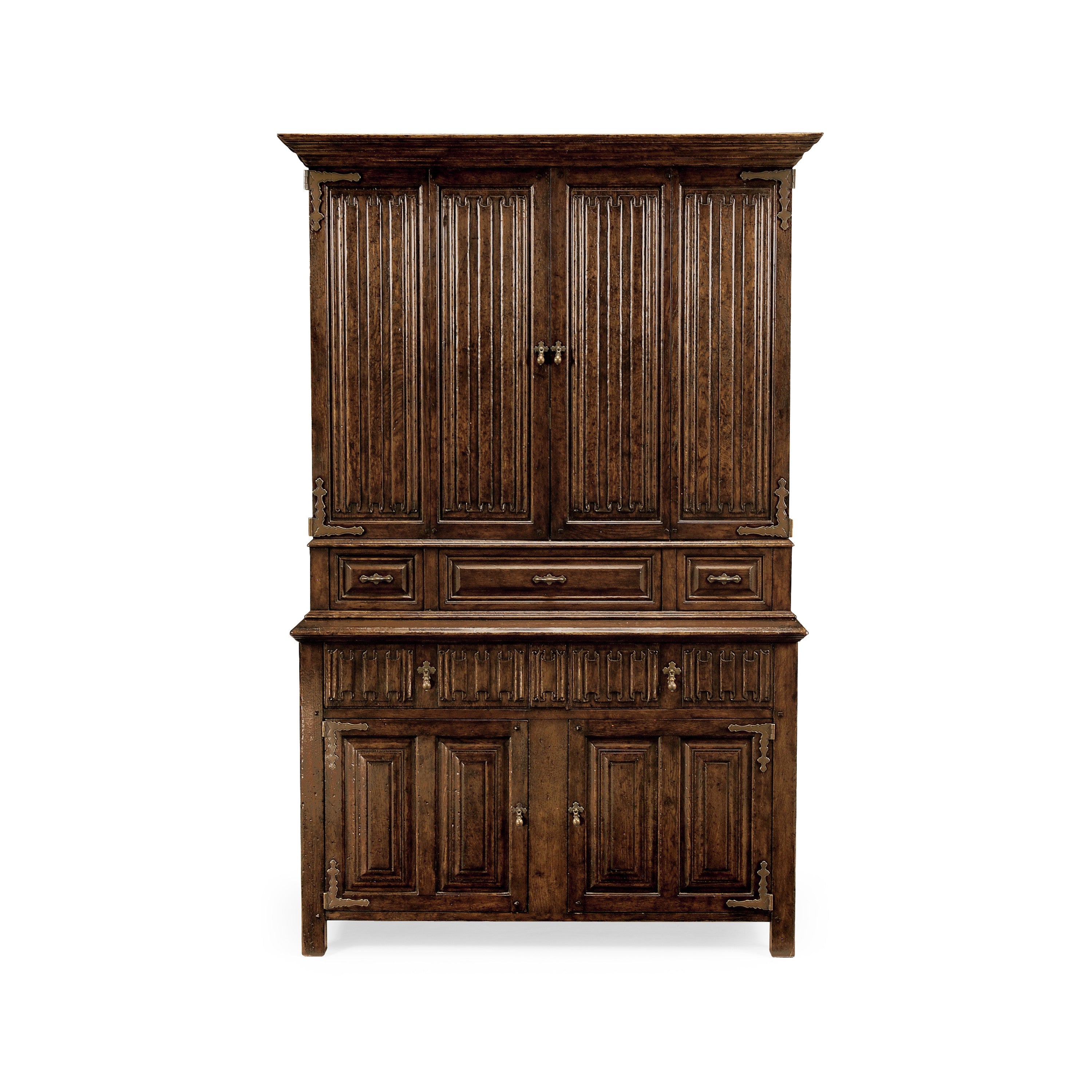 Jonathan Charles Linenfold Dark Oak TV Cabinet ( 493177-TDO )