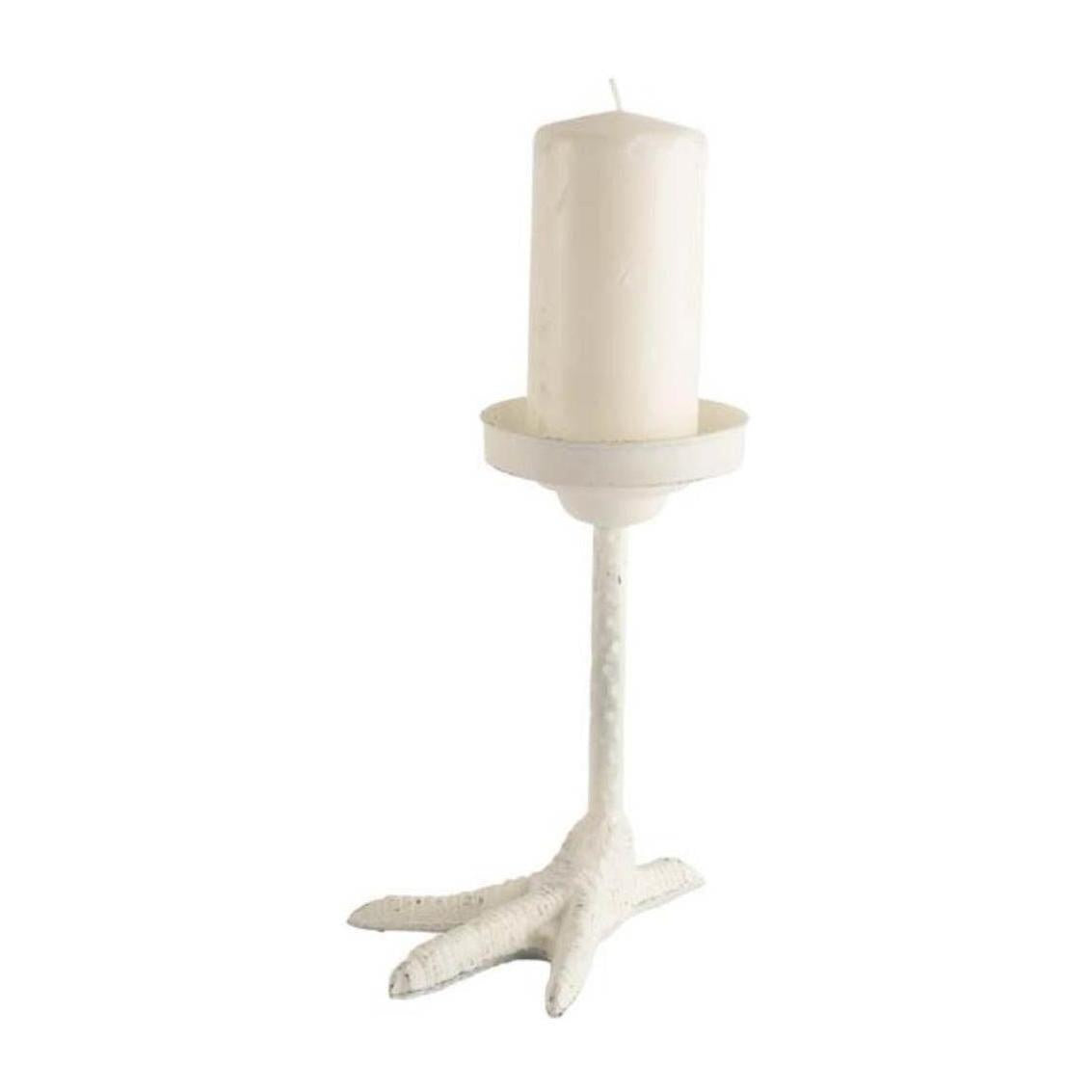 Mercana Daffy White Cast Iron Chicken Foot Table Candle Holder Clearance