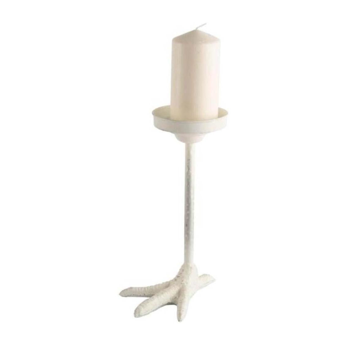 Mercana Daffy White Cast Iron Chicken Foot Table Candle Holder Clearance