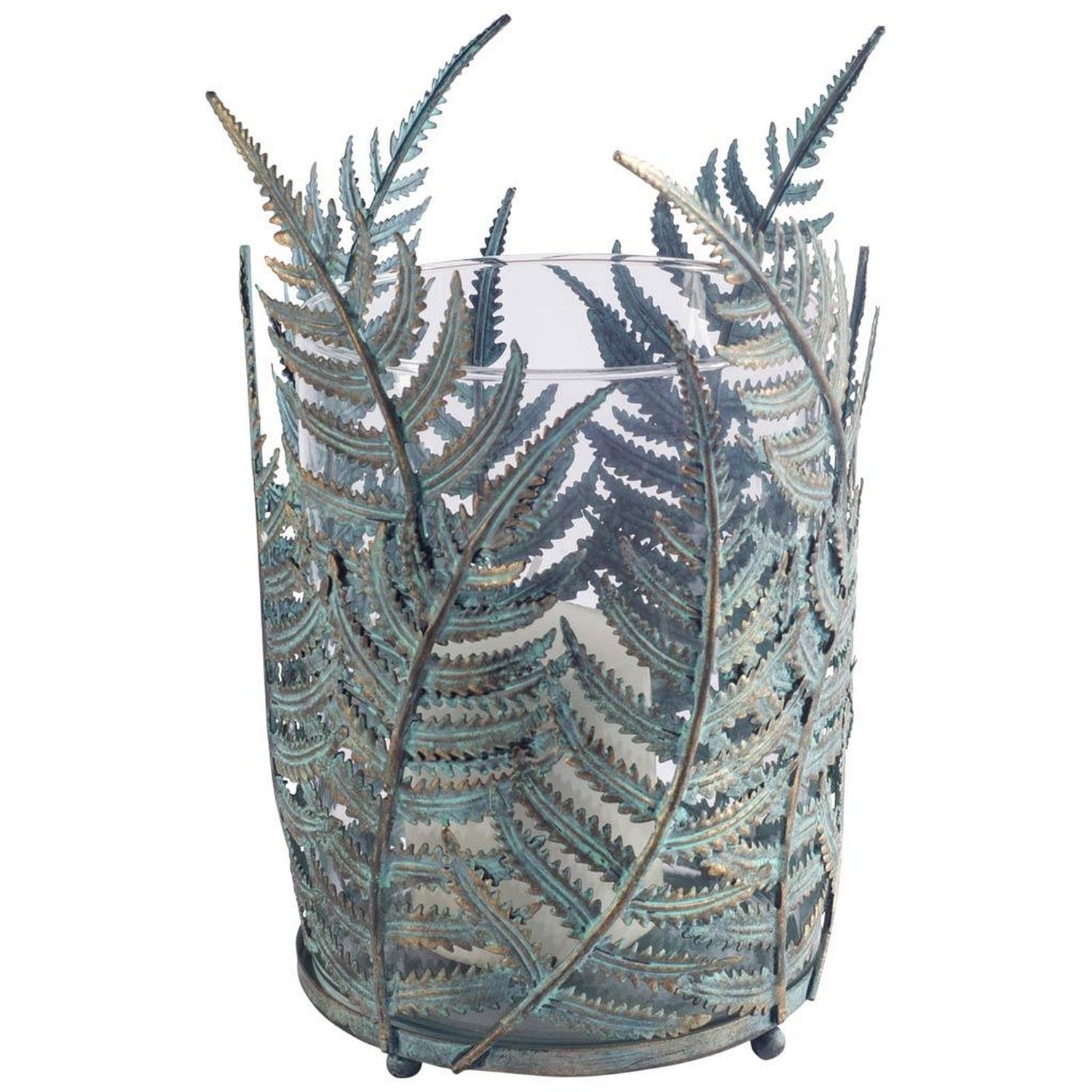 Mercana Palen Green/Gold Metal Fern Leaf Table Candle Holder Clearance