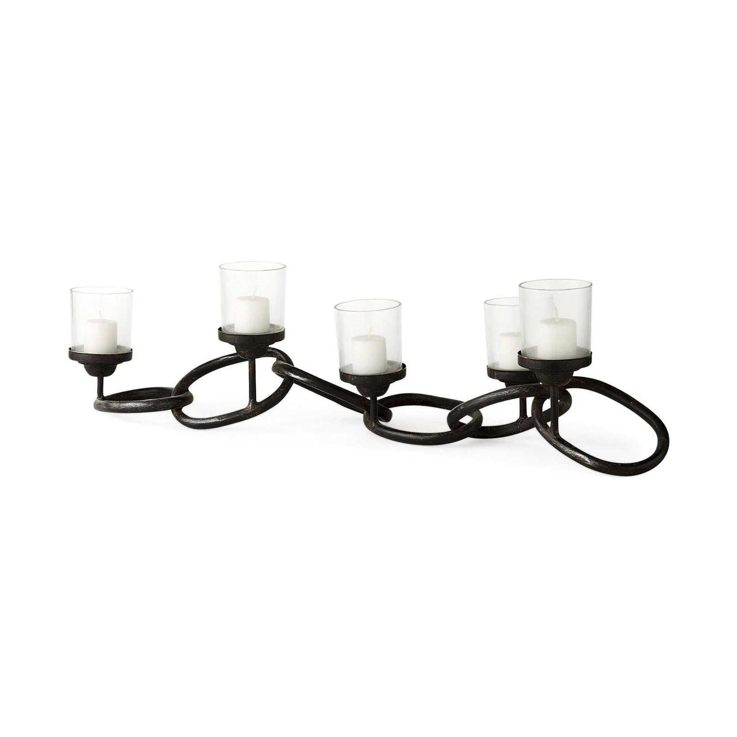Mercana Quito Black Metal Chain-Link Five Candle Table Candle Holder Clearance
