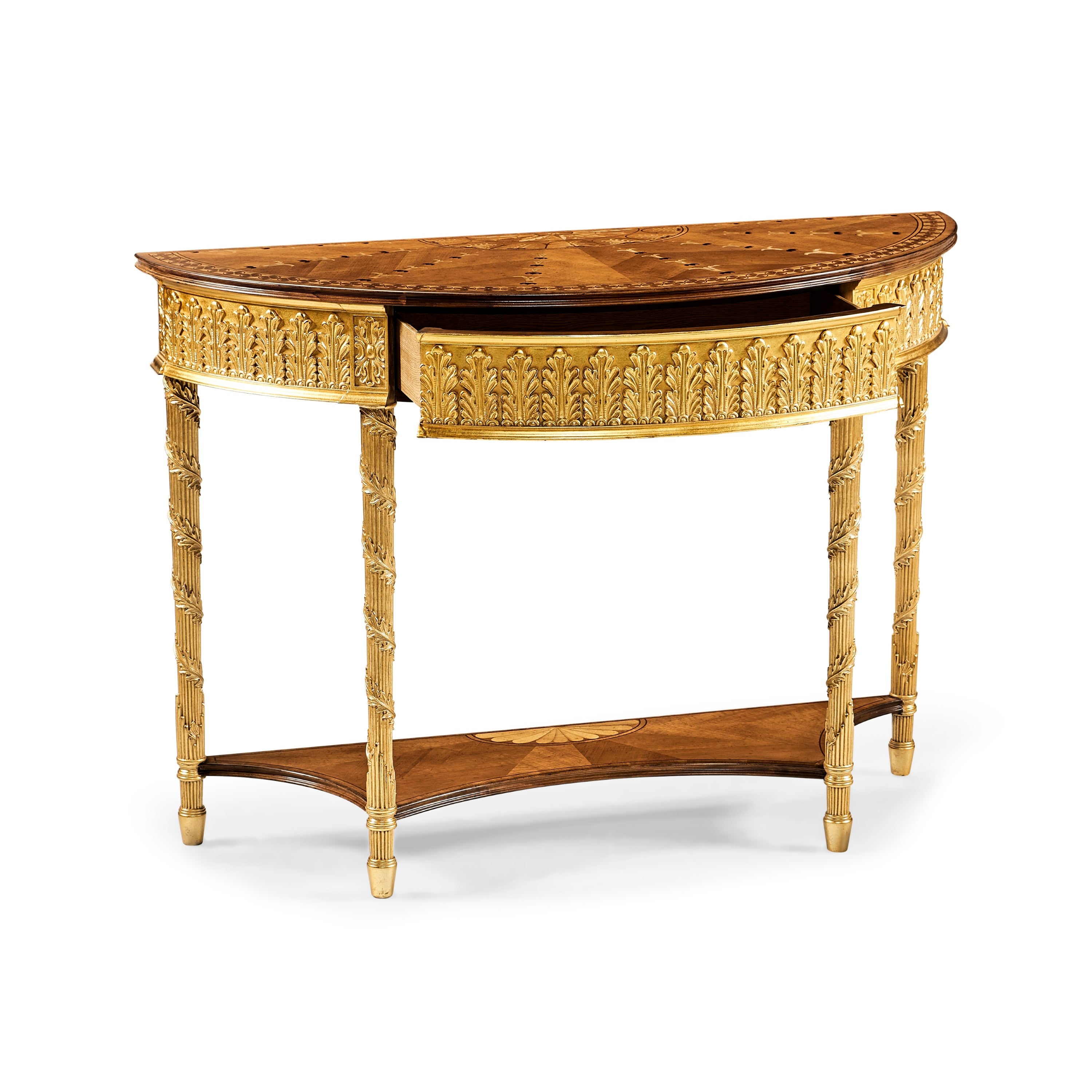 Jonathan Charles Small Gilded Console with Shelf ( 493208-GIL )