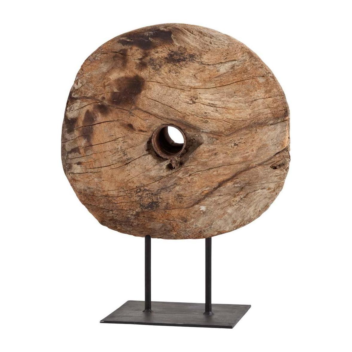 Mercana Incana Natural Brown Reclaimed Wood Wheel Object