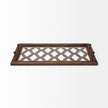 Mercana Stotonic Brown Wood W Glass Top Rectangular Serving Tray Clearance