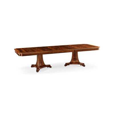 Jonathan Charles 92" Curved Pedestal Extend. Dining Table ( 493380-92L-MAH )