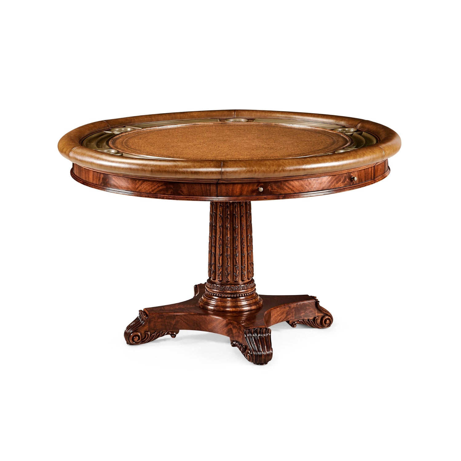 Jonathan Charles Mahogany Round Poker Table