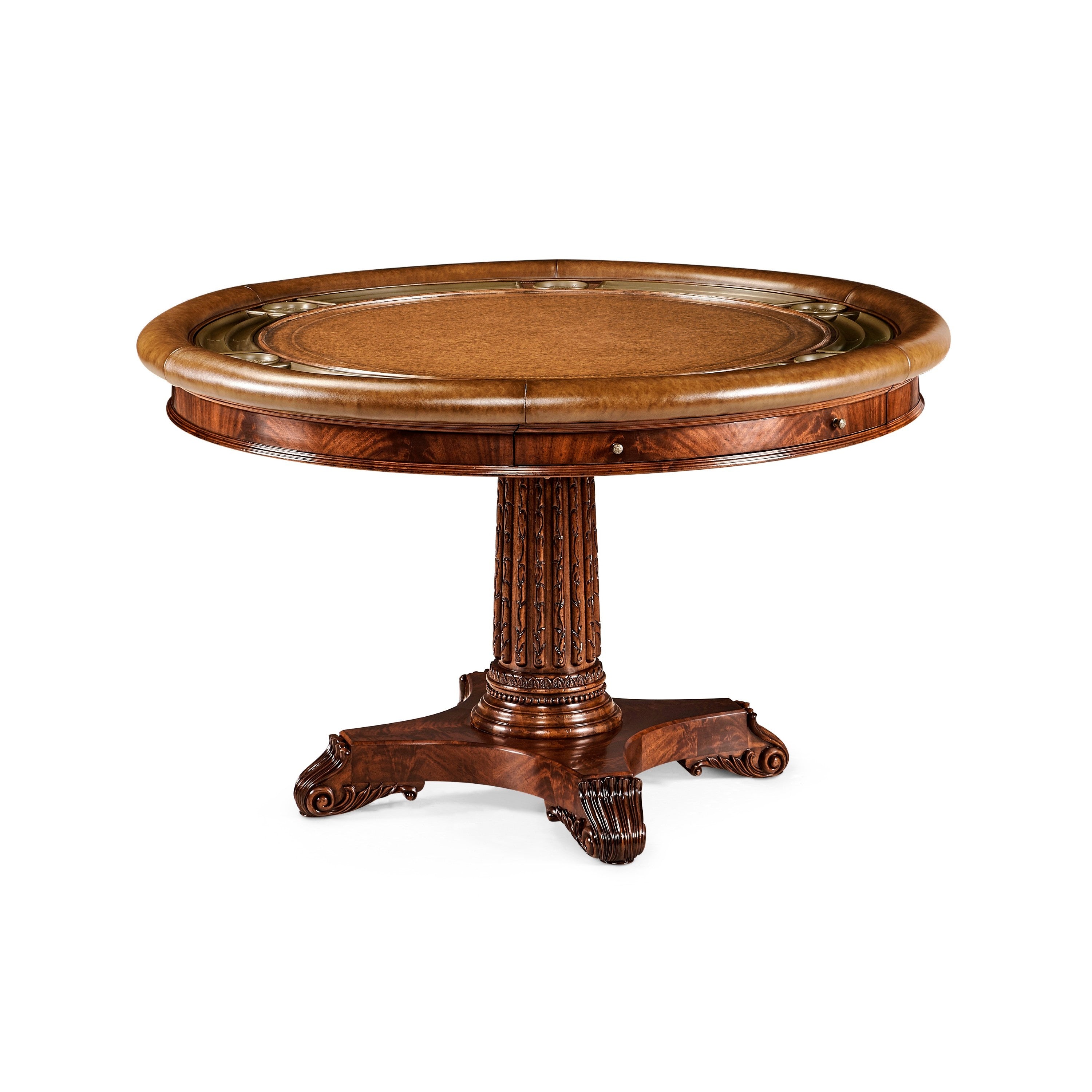 Jonathan Charles Mahogany Round Poker Table