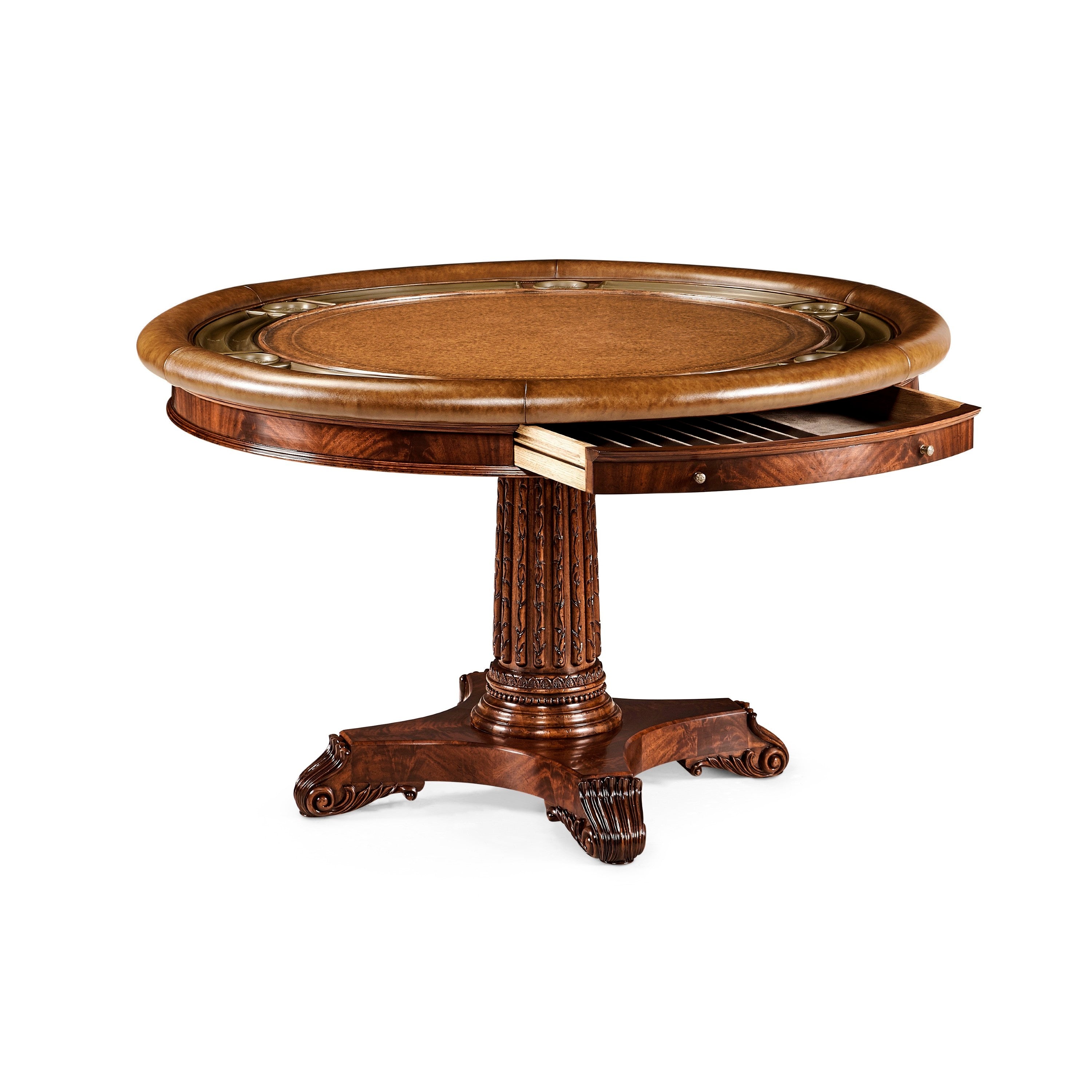 Jonathan Charles Mahogany Round Poker Table
