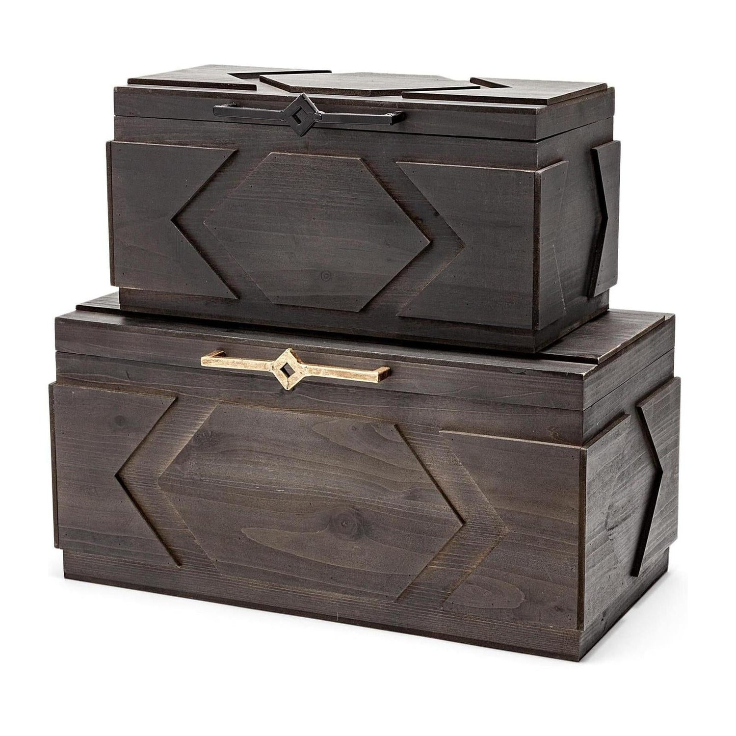 Mercana Cassia Brown Wooden Boxes- Set of 2
