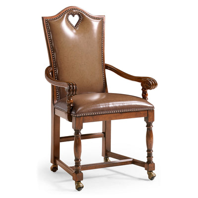 Jonathan Charles High Back Playing Card "Heart" Arm Chair ( 493383-AC-WAL-L002 )