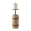 Mercana Edgeland Short Brown Wood Metal Strap Candle Holder Clearance