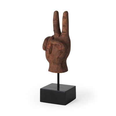 Mercana Pacem Natural Wooden Carved Peace Sign Hand