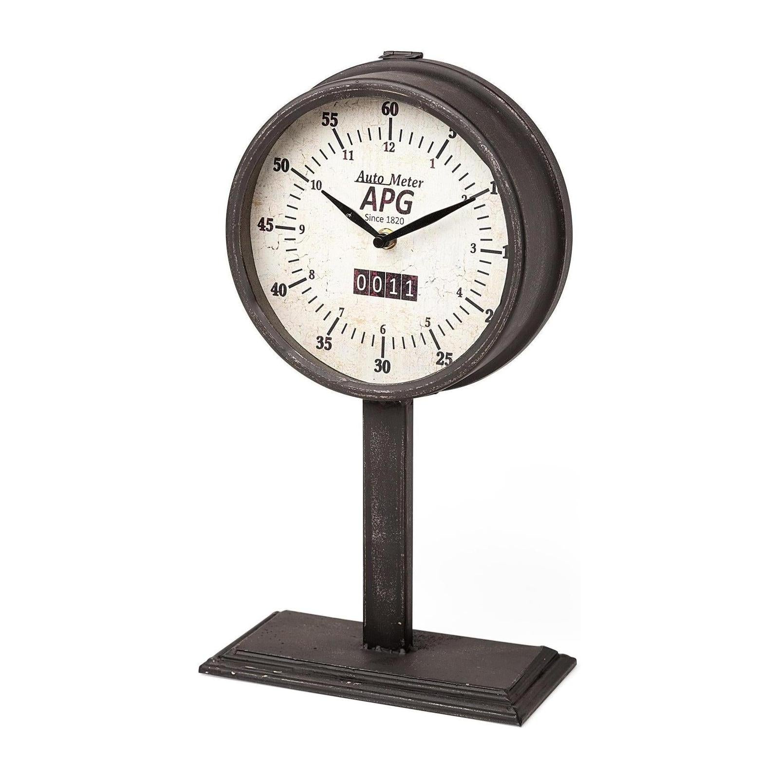Mercana Attalack Black Metal Round Face Table Clock Clearance
