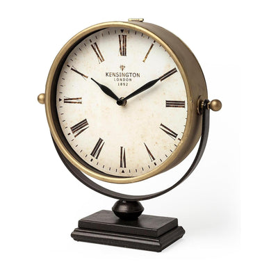 Mercana Houston Gold Metal Half Moon Base Table Clock