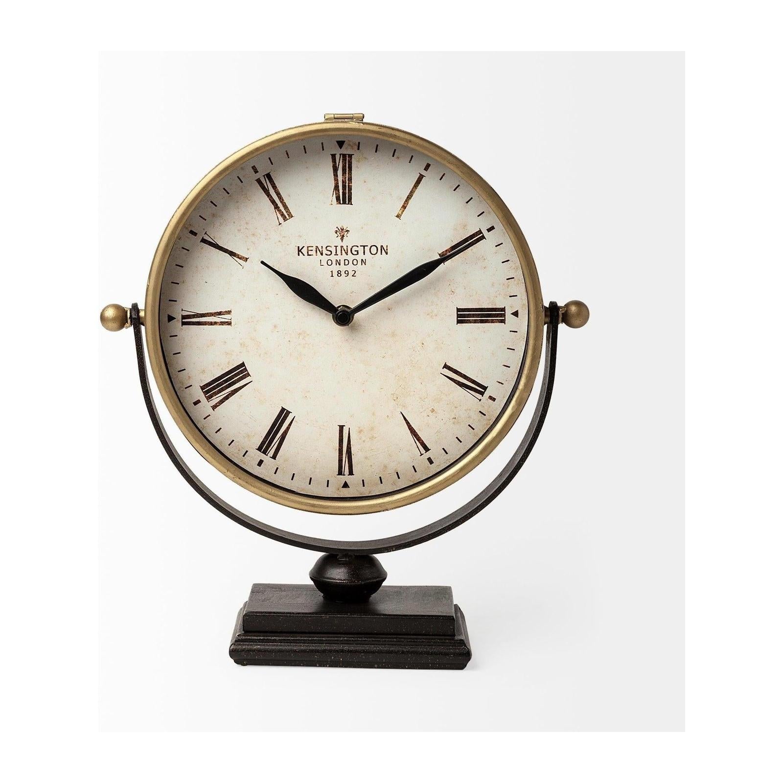 Mercana Houston Gold Metal Half Moon Base Table Clock