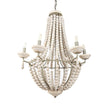 Mercana Phillum Silver Metal Chassis and White Wood Beaded Six Bulb Chandelier Clearance