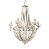 Mercana Phillum Silver Metal Chassis and White Wood Beaded Six Bulb Chandelier Clearance