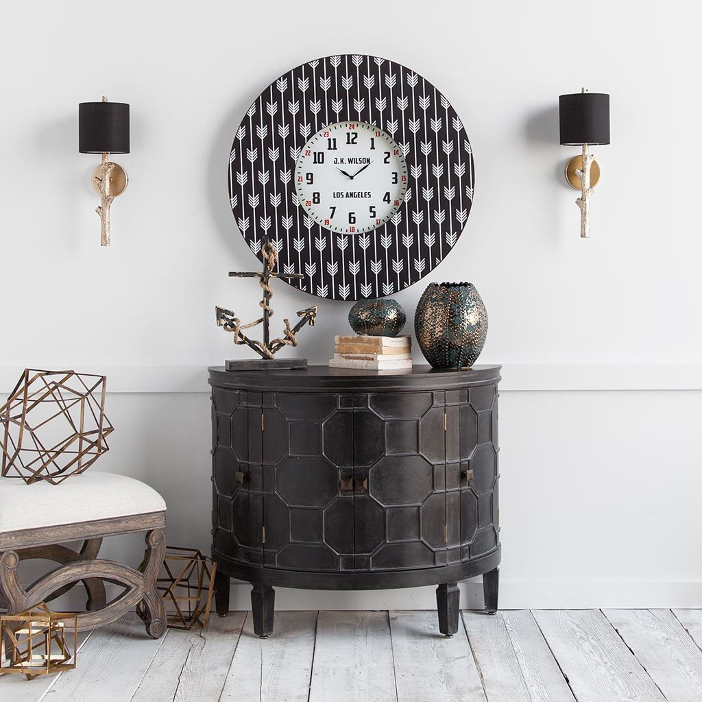 Mercana Sabinal II Gold Resin Tree Branch Black Fabric Shade Wall Sconce