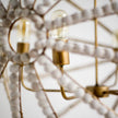 Mercana Ava White Gold Metal and White Wood Beaded Six Bulb Chandelier Clearance