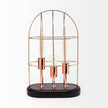 Mercana Sutton Rose-Gold Metal Cylindrical Cage Three Bulb Table Lamp Clearance