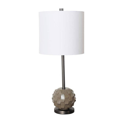 Mercana Brant Brown Resin Base White Shade Table Lamp Clearance