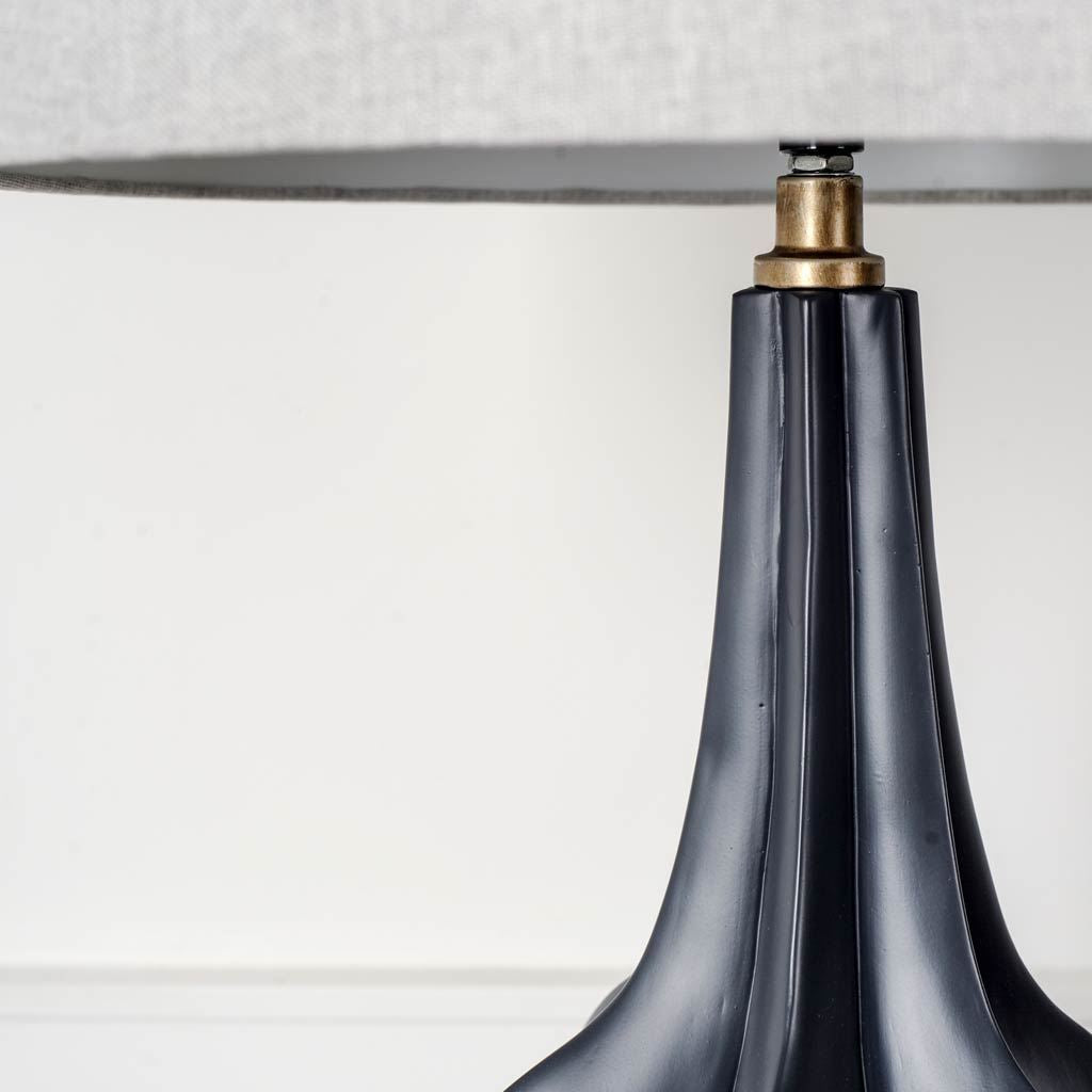 Mercana Bravar Gray-Blue Resin Base w/ Gray Fabric Shade Table Lamp Clearance