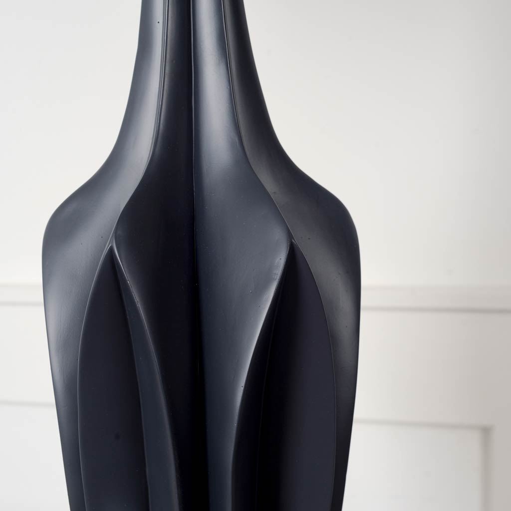 Mercana Bravar Gray-Blue Resin Base w/ Gray Fabric Shade Table Lamp Clearance