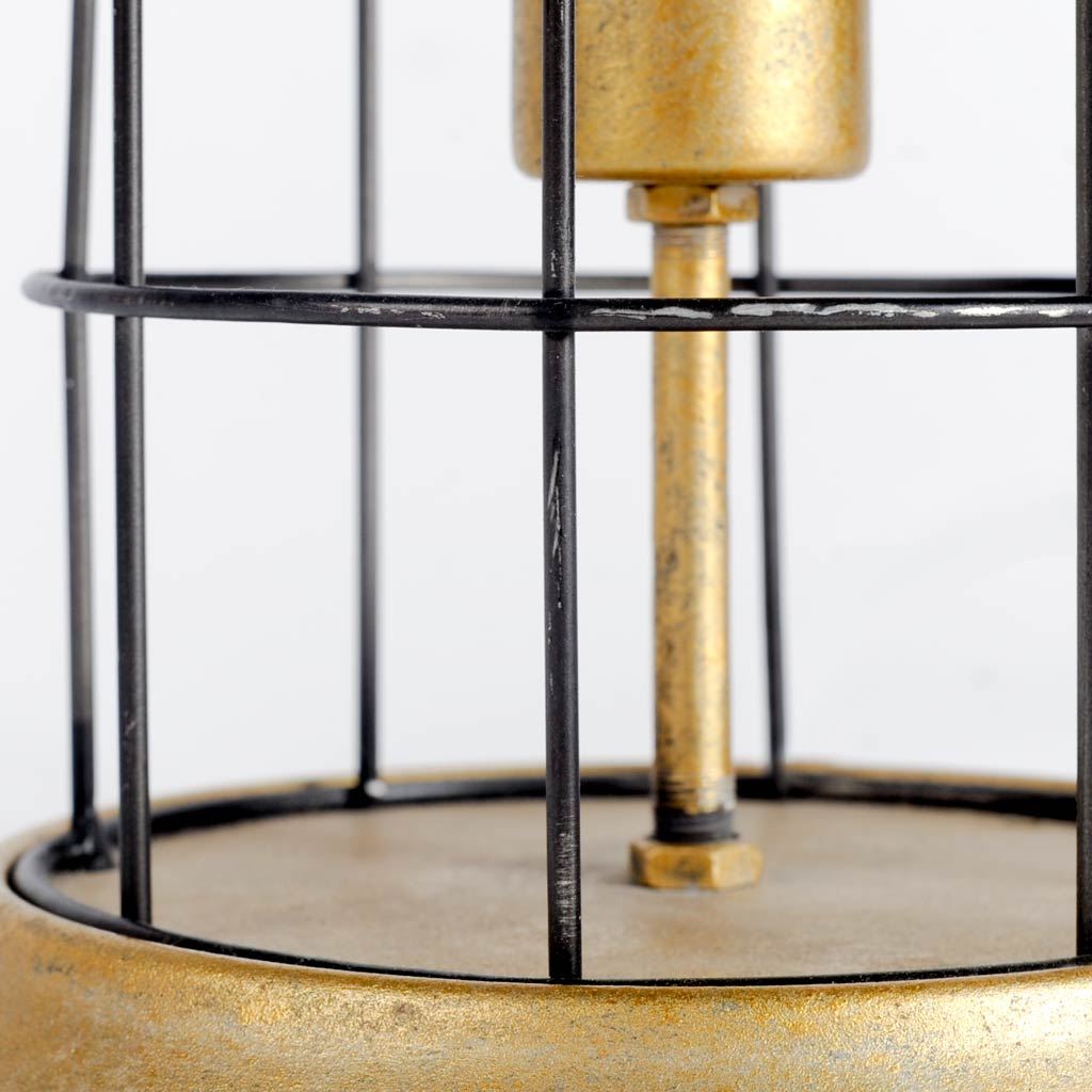 Mercana Carkner Gun-Metal Grey Cylindrical Metal Cage Table Lamp Clearance