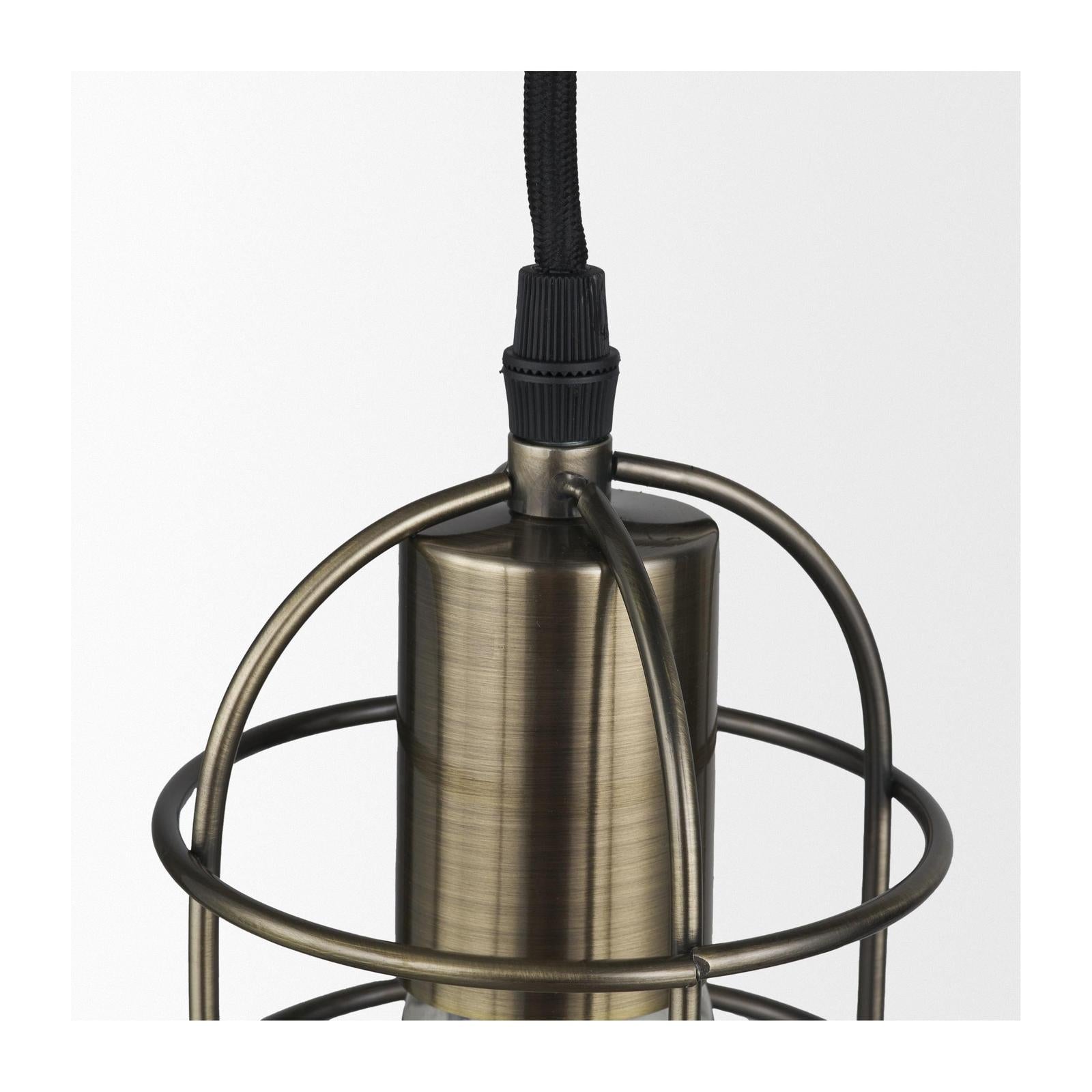 Mercana Hines I 4x8 Antiqued-Brass Metal Cage Pendant Light Clearance
