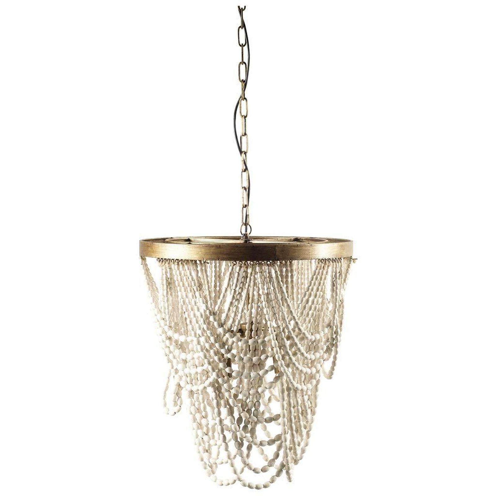 Mercana Pendra Wooden Bead Three Bulb Chandelier