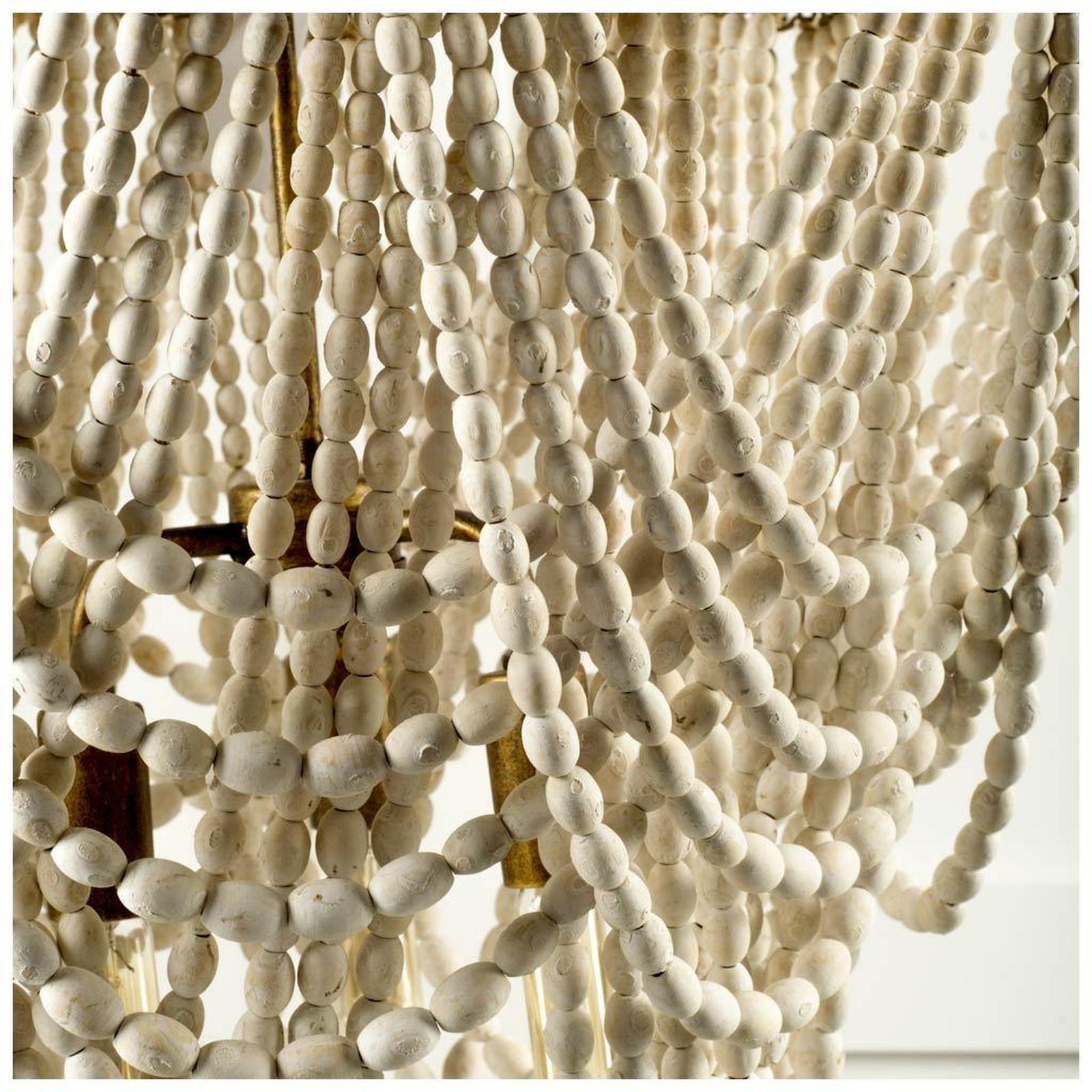 Mercana Pendra Wooden Bead Three Bulb Chandelier