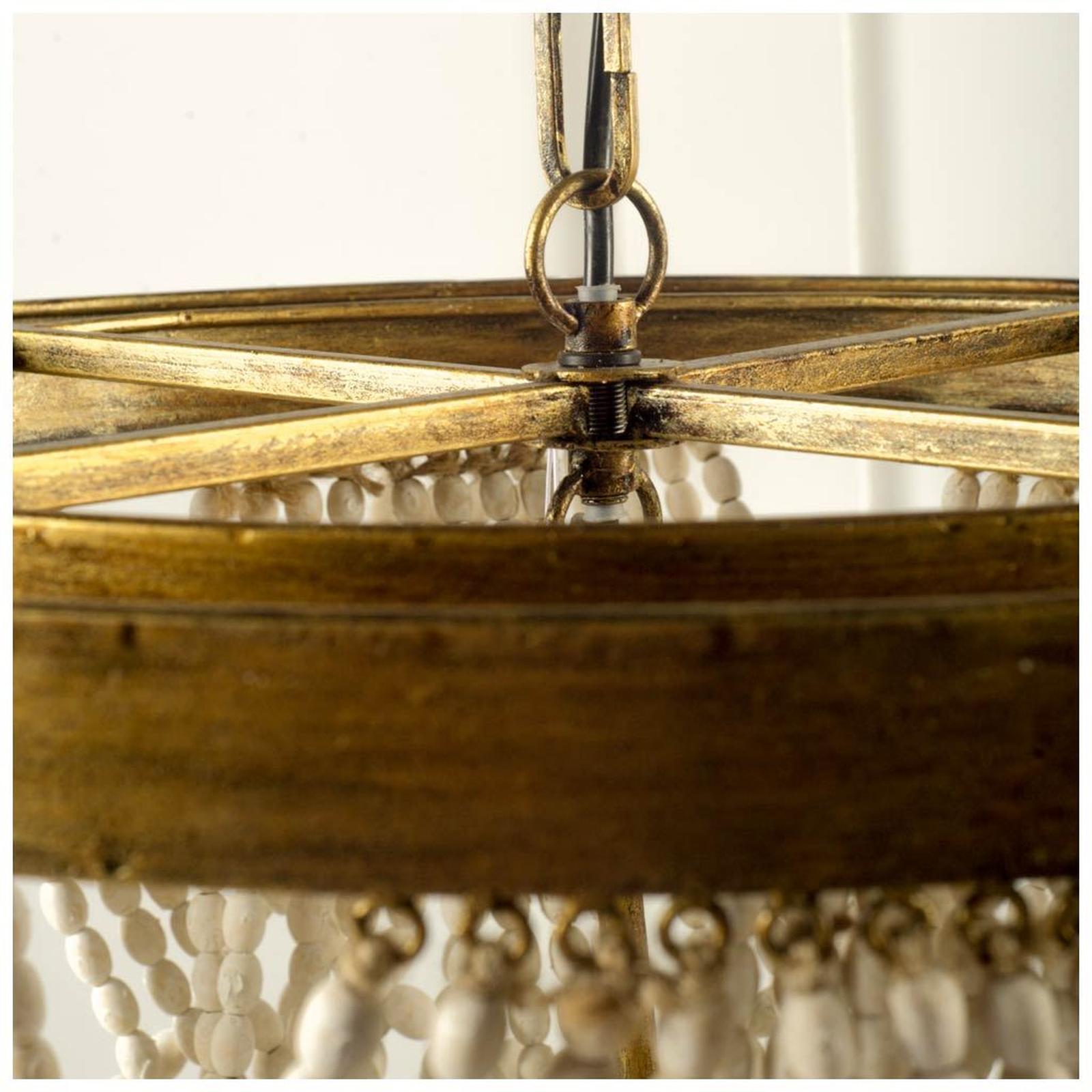 Mercana Pendra Wooden Bead Three Bulb Chandelier