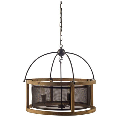 Mercana Penhill Black and Wooden Three Bulb Chandelier Clearance