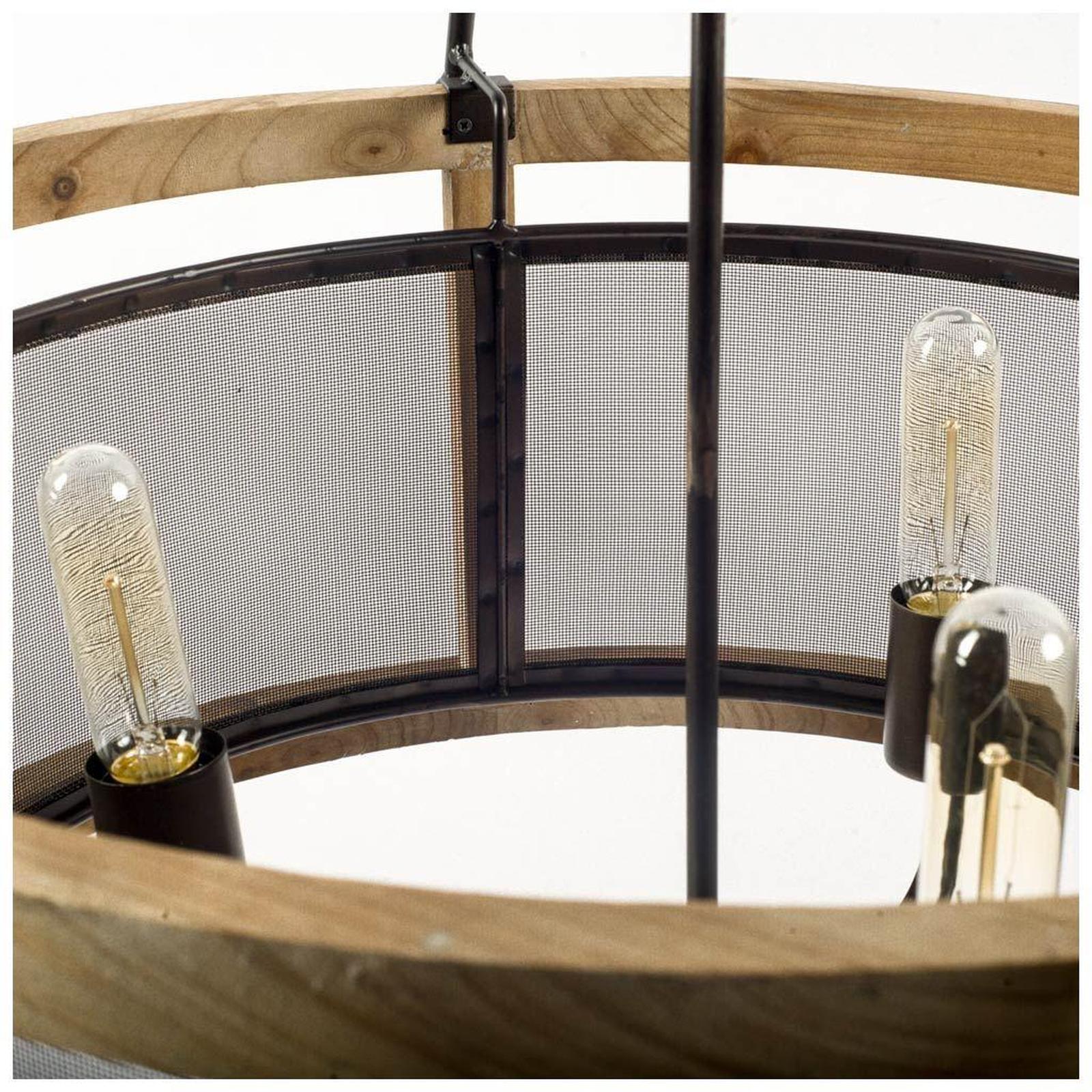 Mercana Penhill Black and Wooden Three Bulb Chandelier Clearance