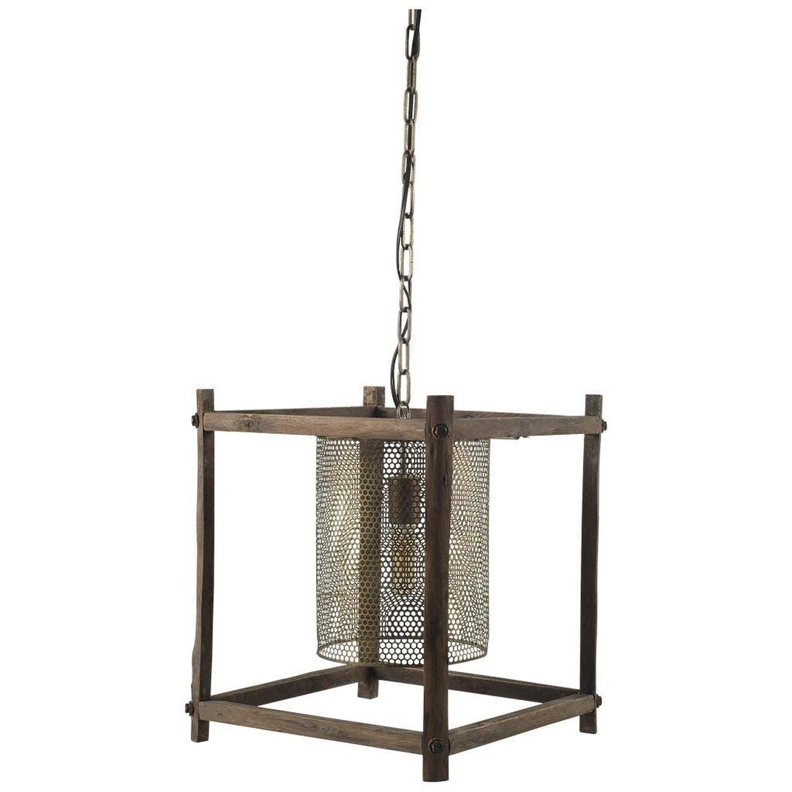 Mercana Keppler Perforated Metal and Wood Pendant Light Clearance