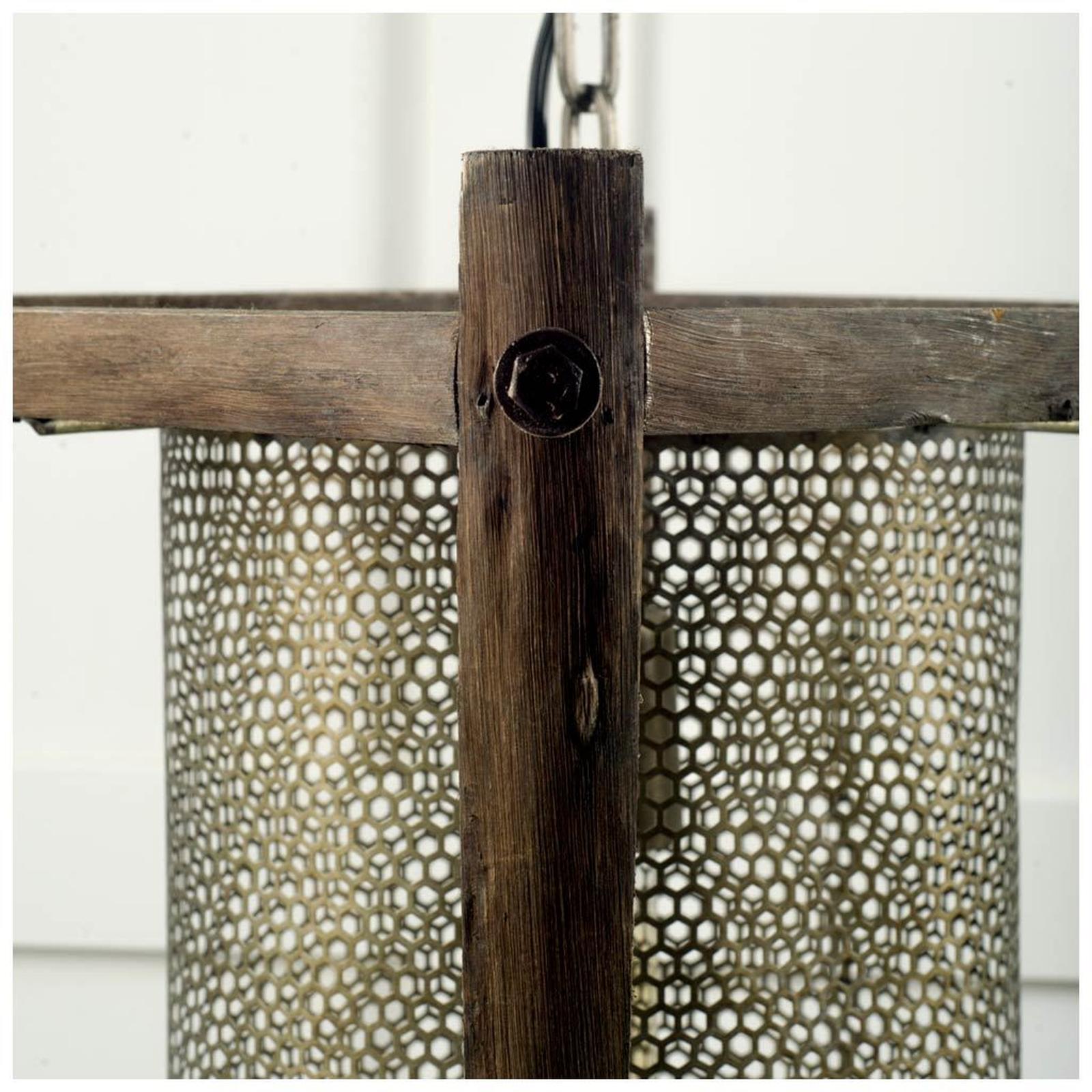 Mercana Keppler Perforated Metal and Wood Pendant Light Clearance