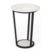 Mercana Bombola White Round Marble Top W/Black Metal Frame Accent Table