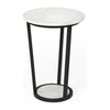 Mercana Bombola White Round Marble Top W/Black Metal Frame Accent Table