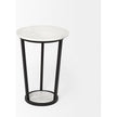 Mercana Bombola White Round Marble Top W/Black Metal Frame Accent Table