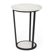 Mercana Bombola White Round Marble Top W/Black Metal Frame Accent Table