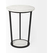 Mercana Bombola White Round Marble Top W/Black Metal Frame Accent Table