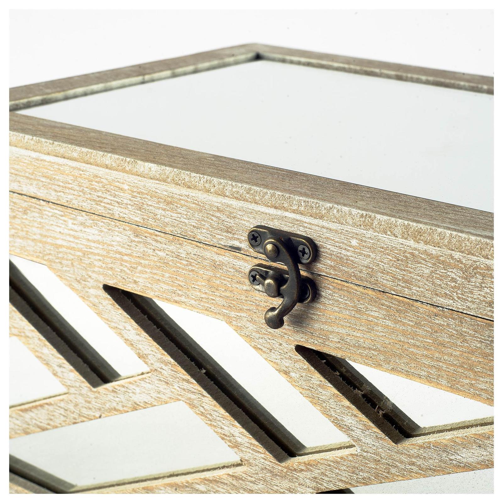 Mercana Tiffany Off-White Wooden W/ Mirror Inlay Chevron Boxes -Set of 2 Clearance