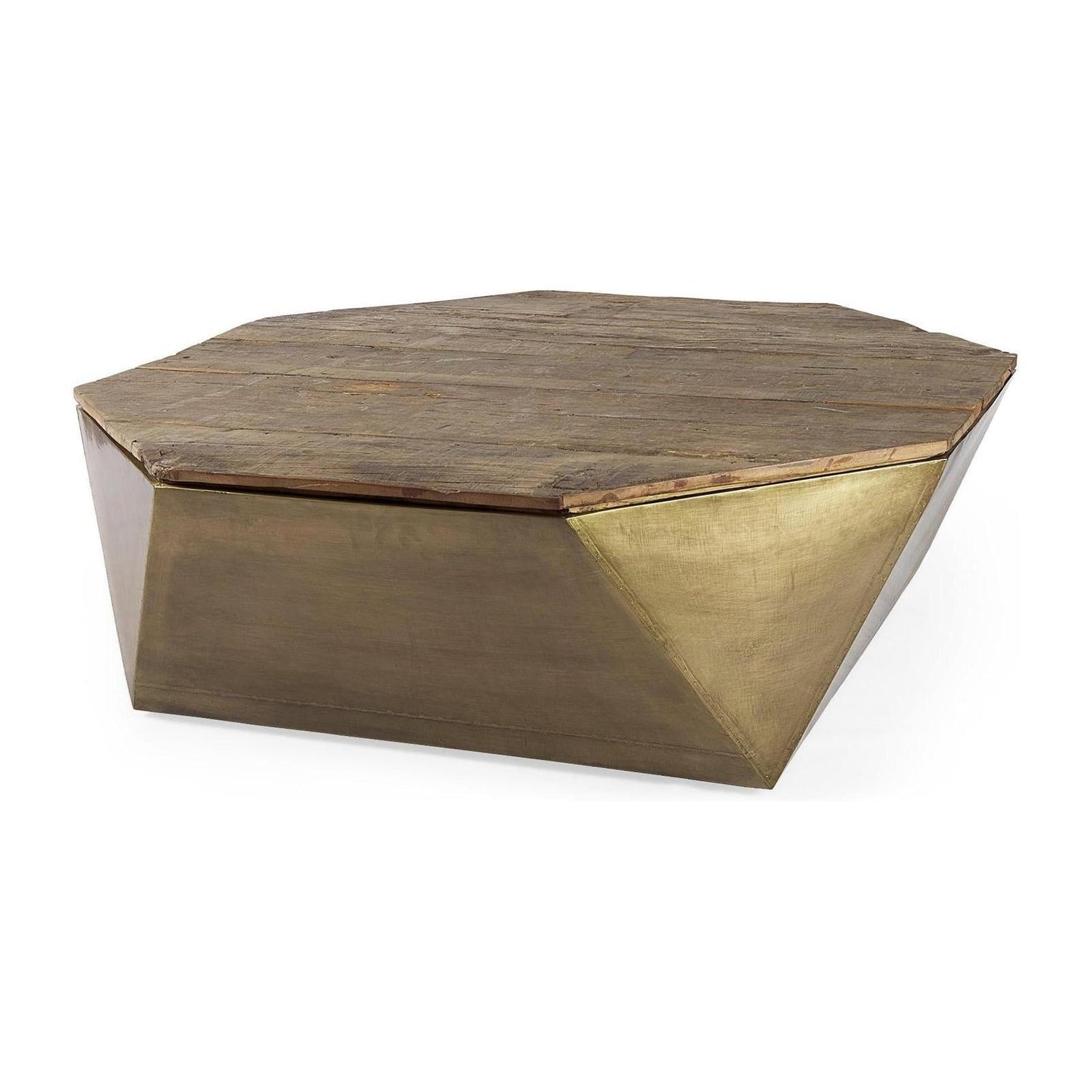 Mercana Esagono Octagonal Reclaimed Wood Coffee Table w/ Storage