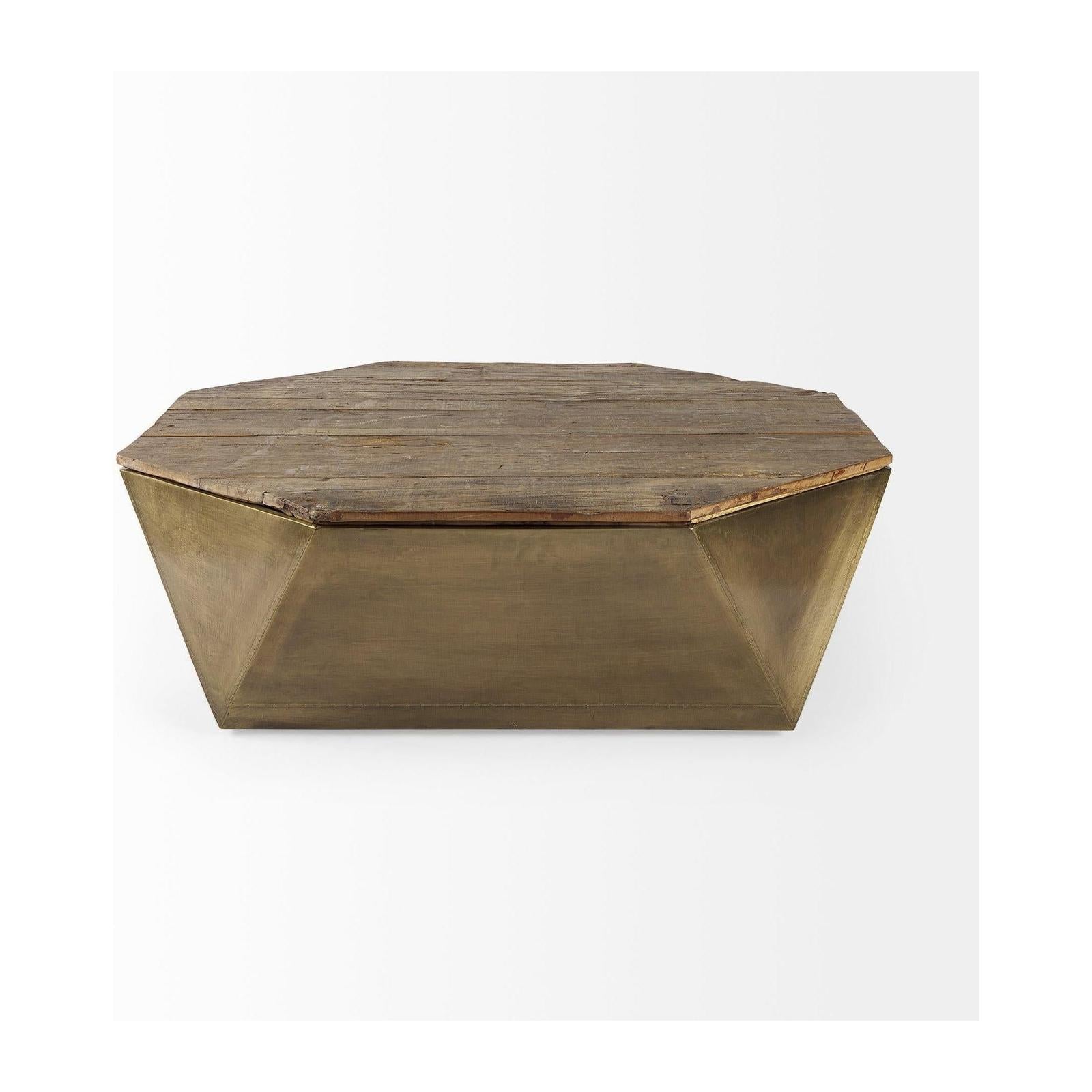 Mercana Esagono Octagonal Reclaimed Wood Coffee Table w/ Storage