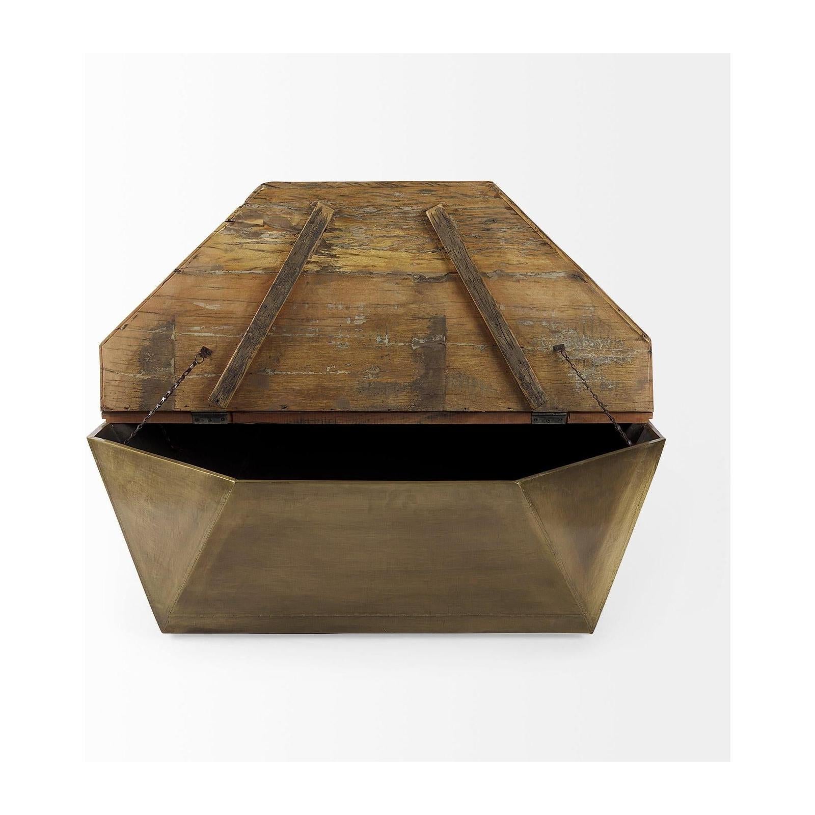 Mercana Esagono Octagonal Reclaimed Wood Coffee Table w/ Storage