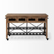 Mercana Stuart I Brown Solid Wood Top Two-Tier Black Metal Rolling Kitchen Island