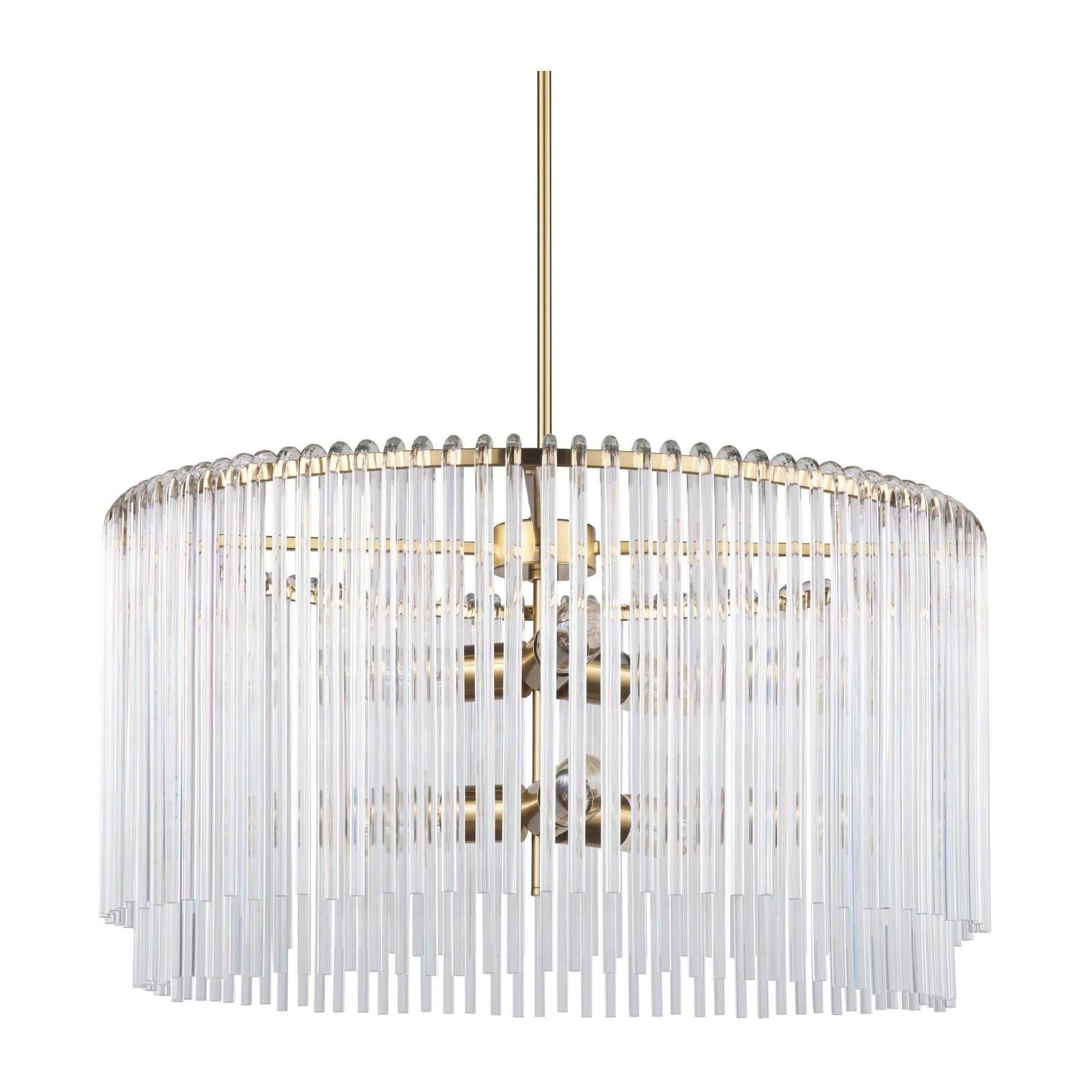 Mercana Elsa Clear Glass and Gold Metal Frame Six Bulb Chandelier