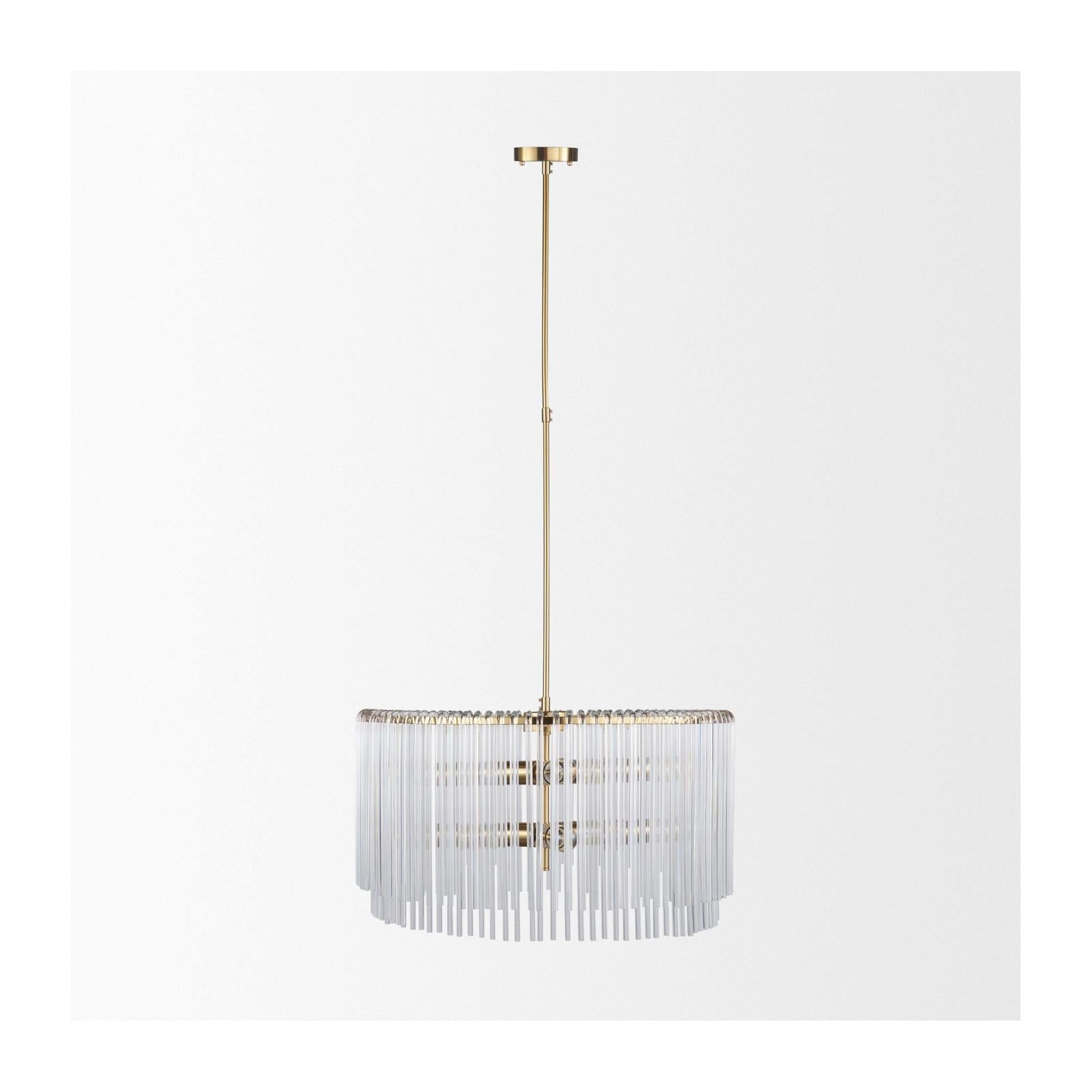 Mercana Elsa Clear Glass and Gold Metal Frame Six Bulb Chandelier